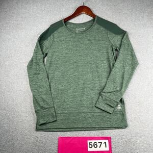 Womens Reebok Athleasure Performance Shirt Green Heather XS Stretch